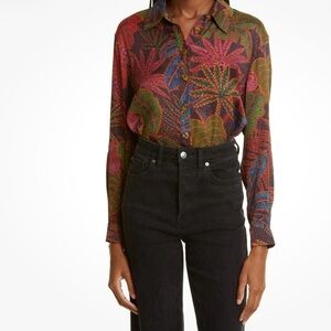Farm Rio Button-Up Shirt Tropical Rainforest  Women’s XL